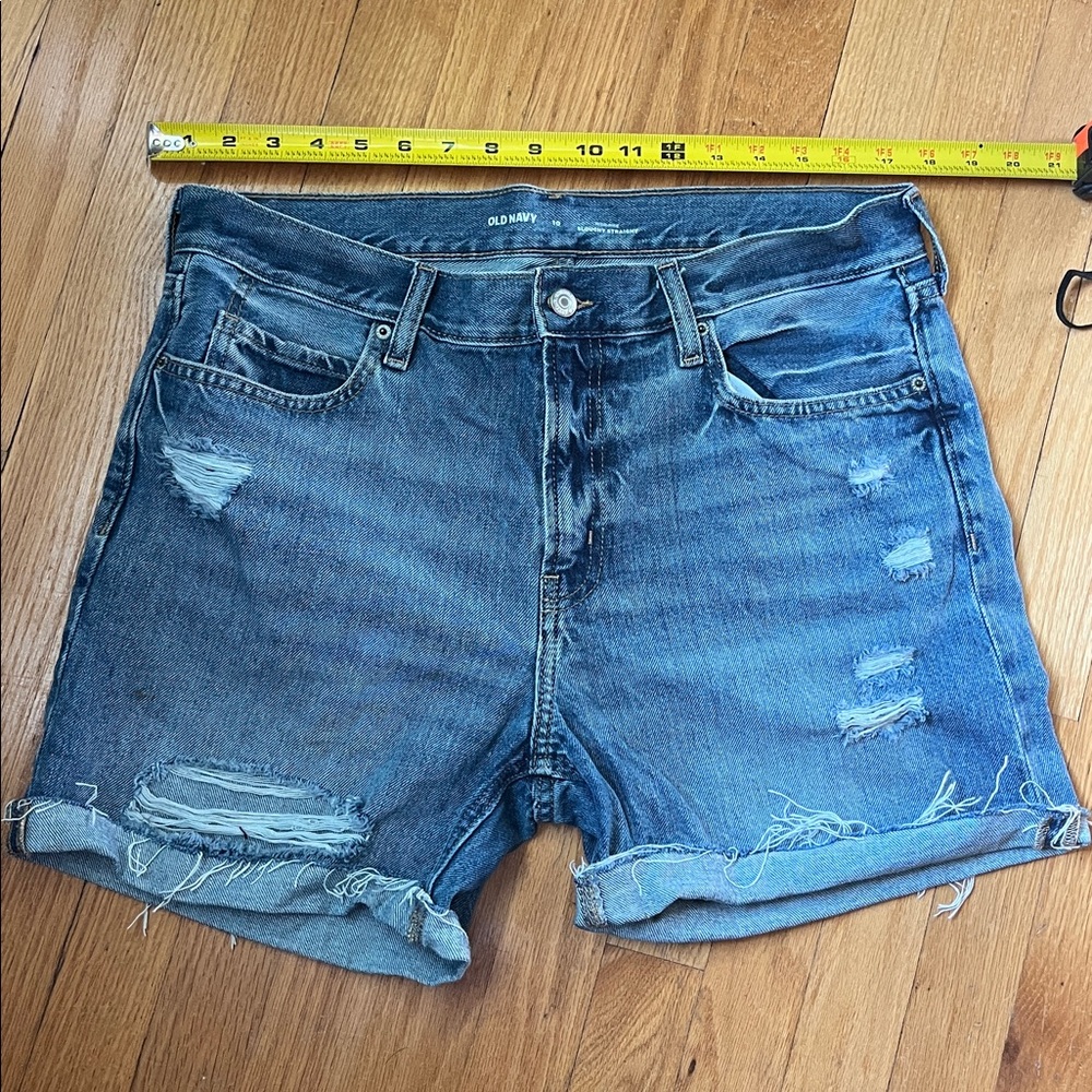 High-Rise Slouchy straight distressed denim Old Navy shorts 10